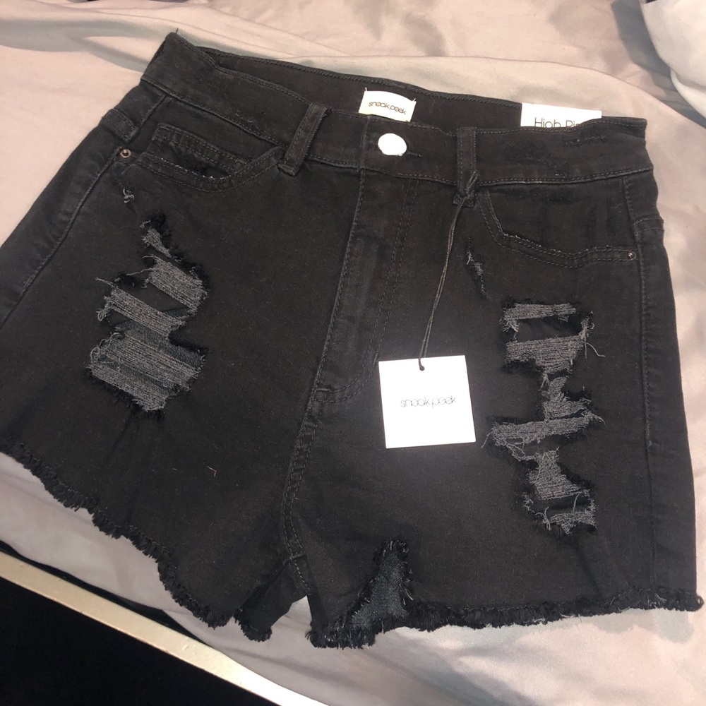 BRAND NEW, black denim shorts